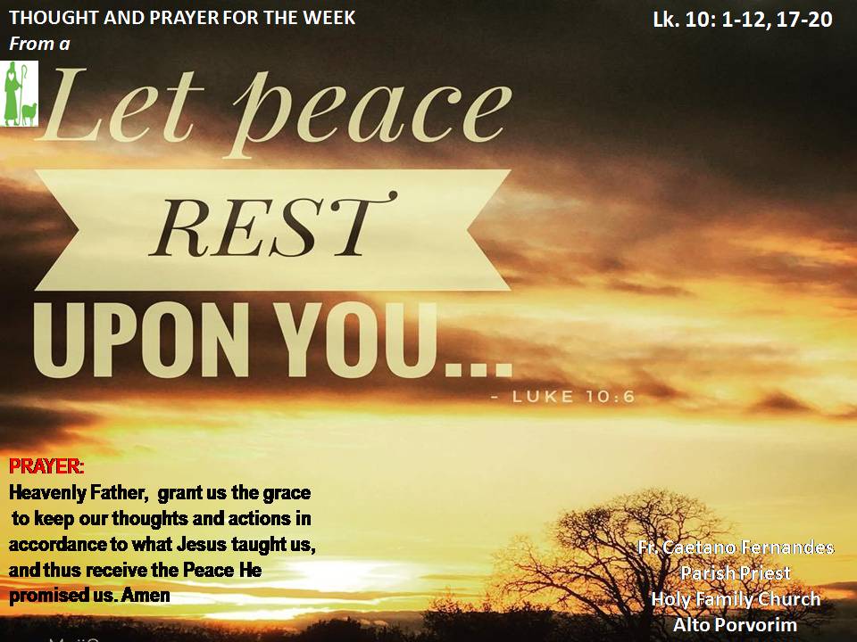 Thought & Prayer for the week – 07/07/2019 – Holy Family Church